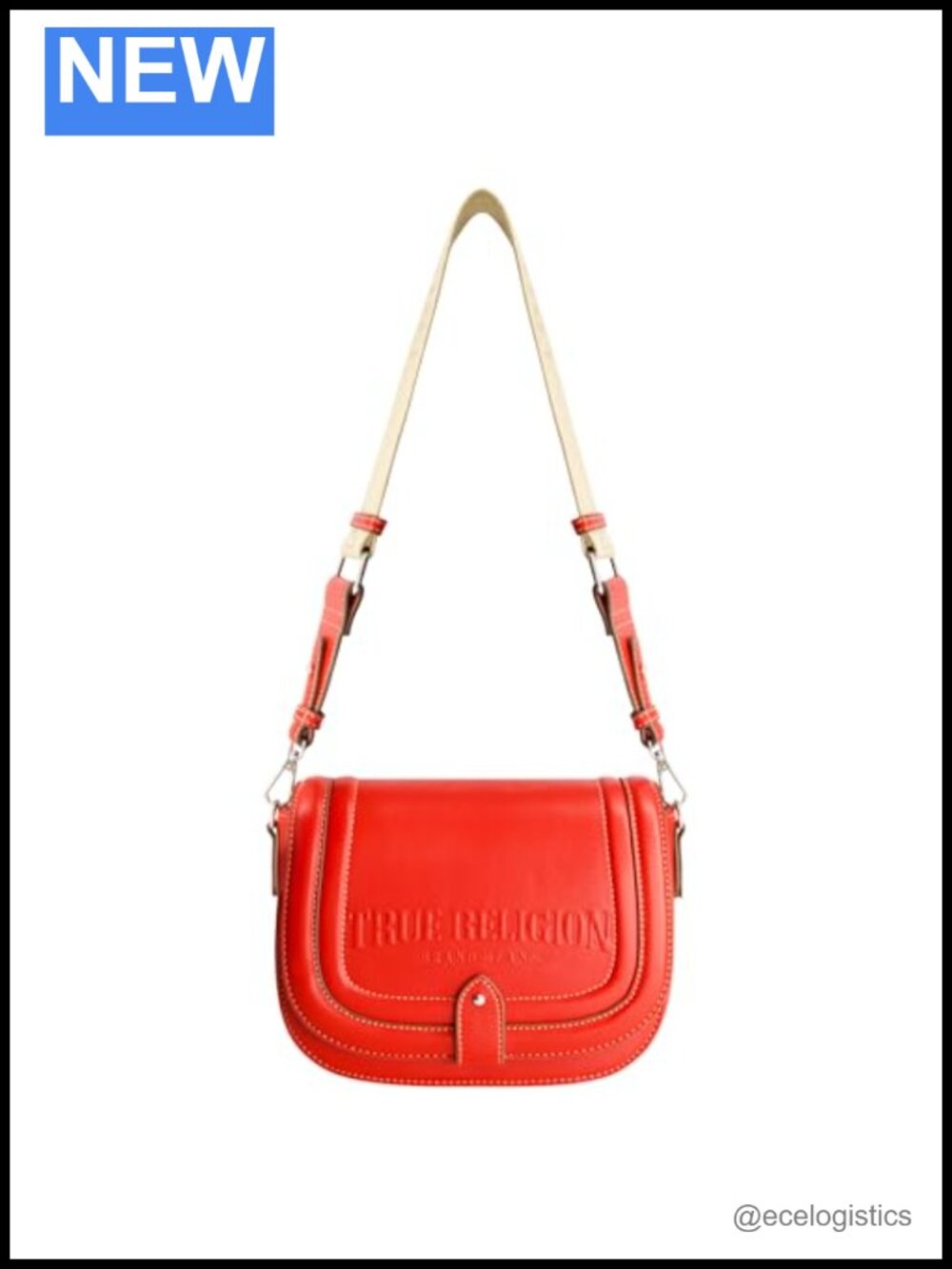 True Religion Saddle Bag Women's Bombe Logo Shoulder Purse Handbag